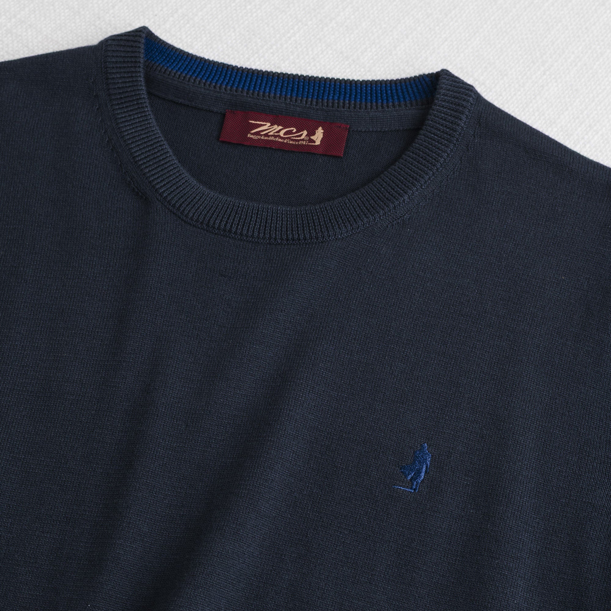 MCS Maglia a Manica Lunga 100% cotone girocollo Blu
