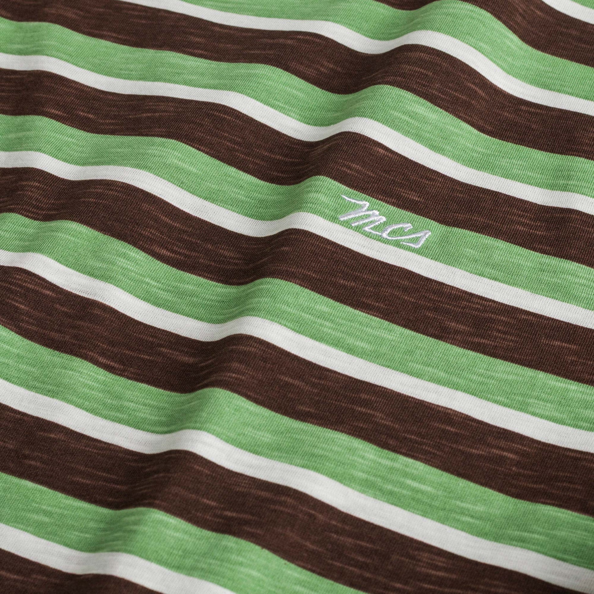 MCS T-Shirt 100% cotone fiammato a righe Marrone