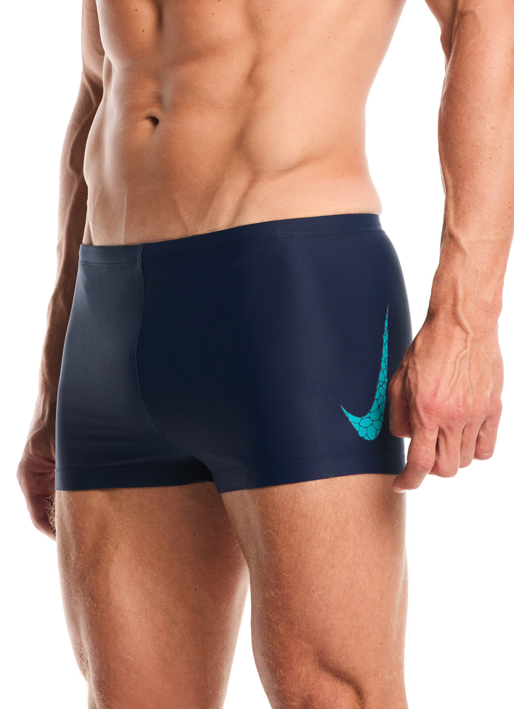 Costume Boxer Swim Logo Graphic Square Leg - Blu Navy/Turchese