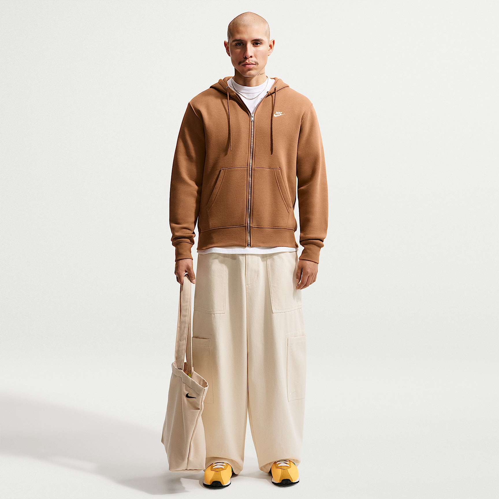 Felpa Club con Cappuccio e Zip Intera - Marrone