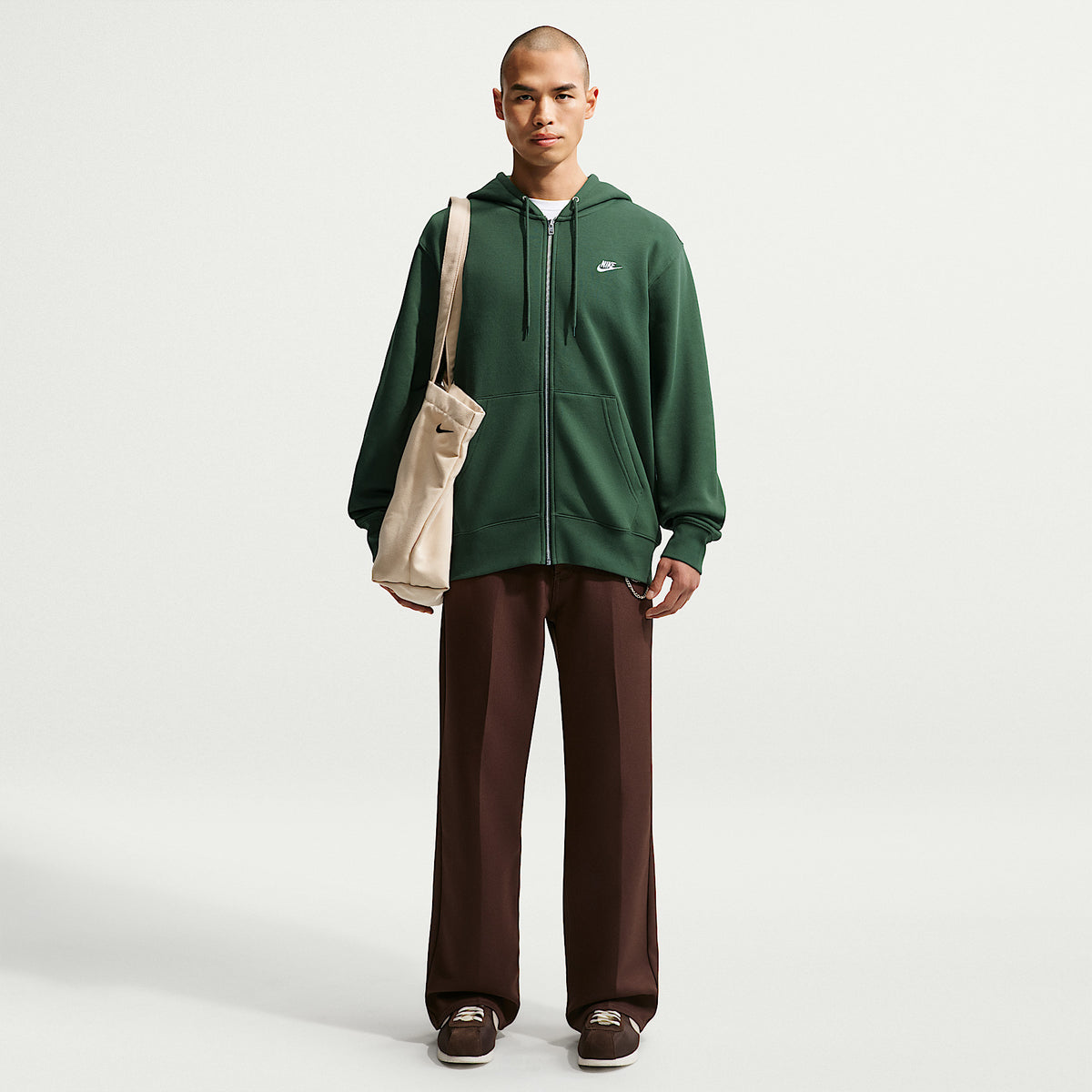 Felpa Club con Cappuccio e Zip Intera - Verde