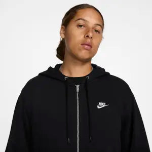 Nike Felpa Club Full-Zip con Cappuccio Nero