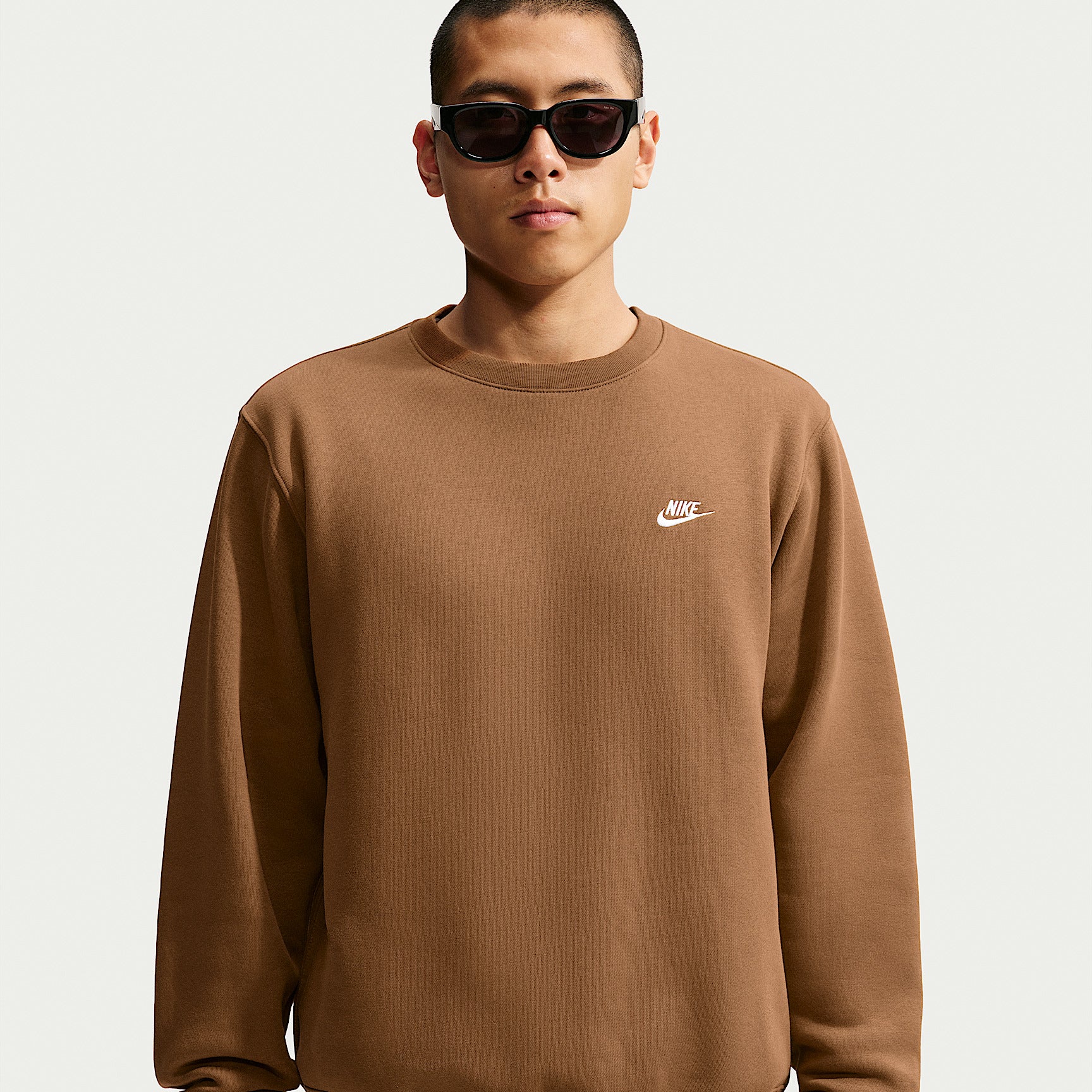 Felpa Club Girocollo in Fleece - Marrone