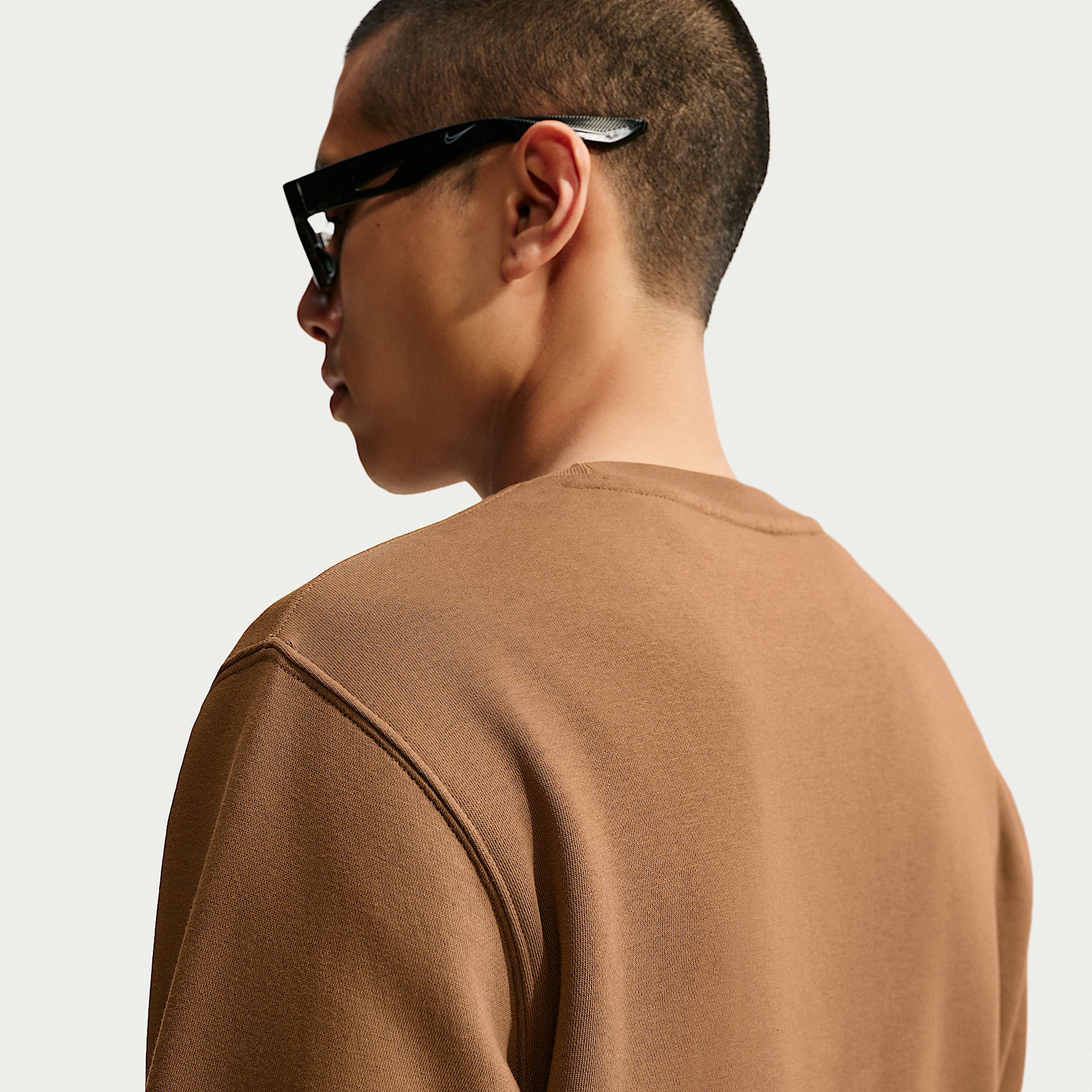 Felpa Club Girocollo in Fleece - Marrone