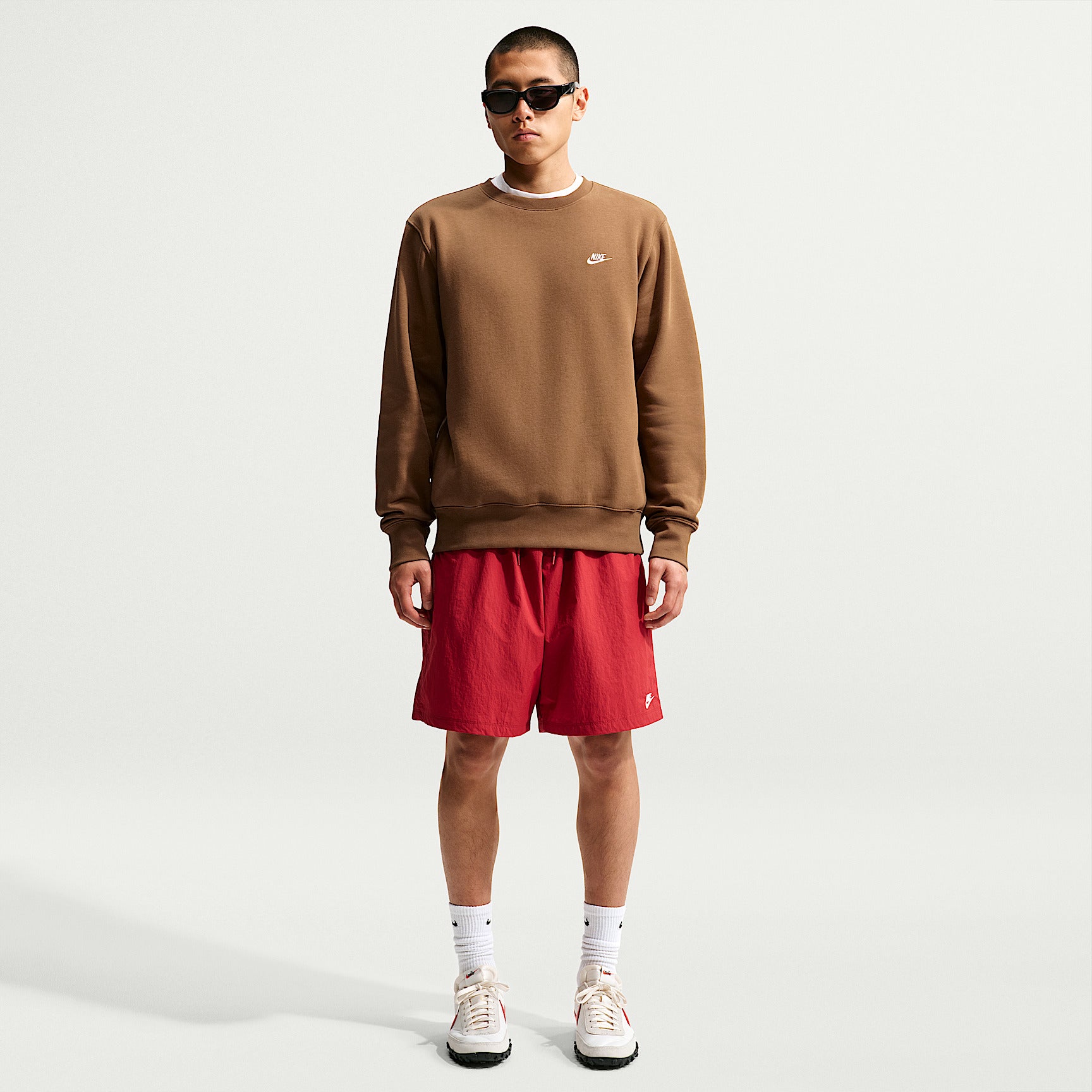Felpa Club Girocollo in Fleece - Marrone