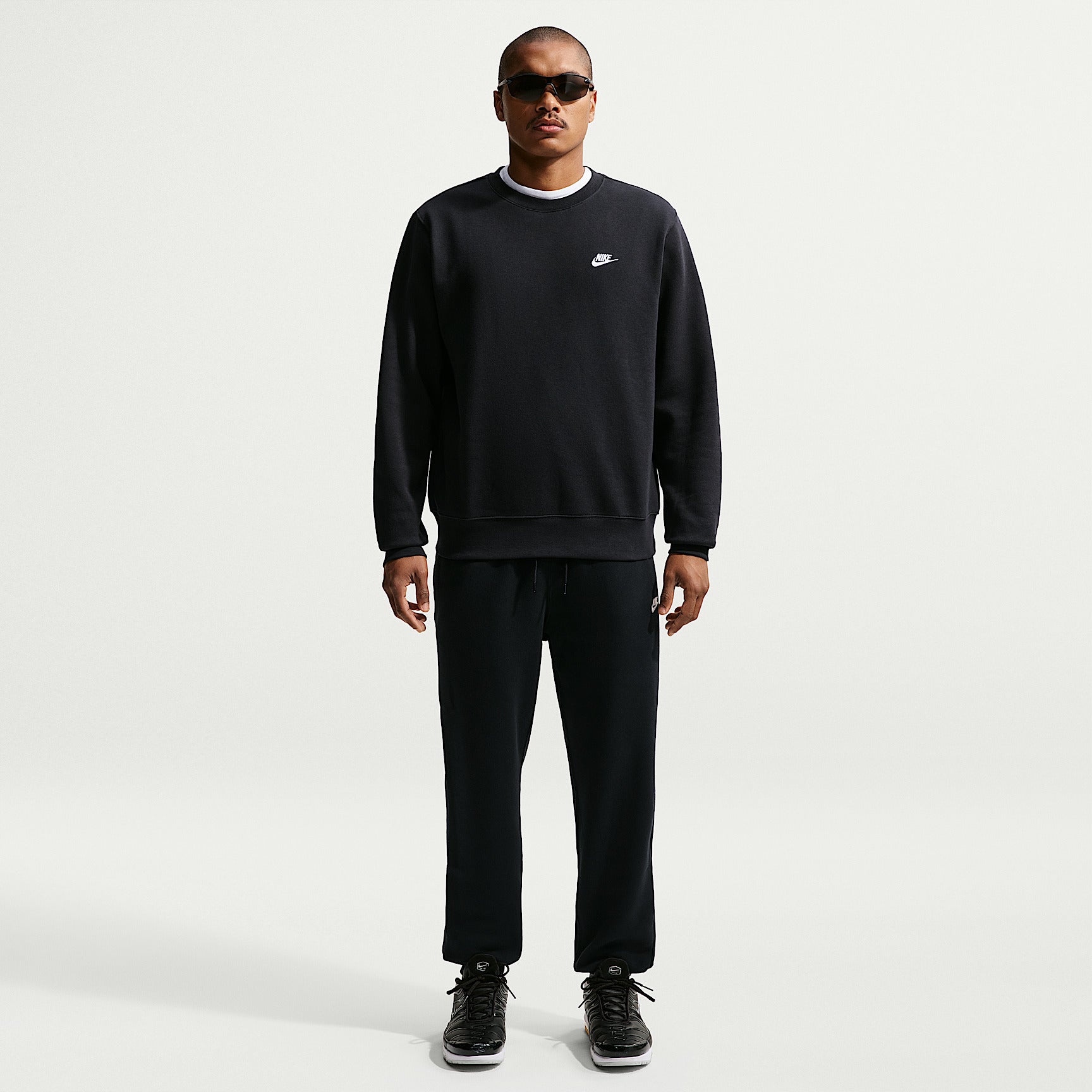 Felpa Club Girocollo in Fleece - Nero