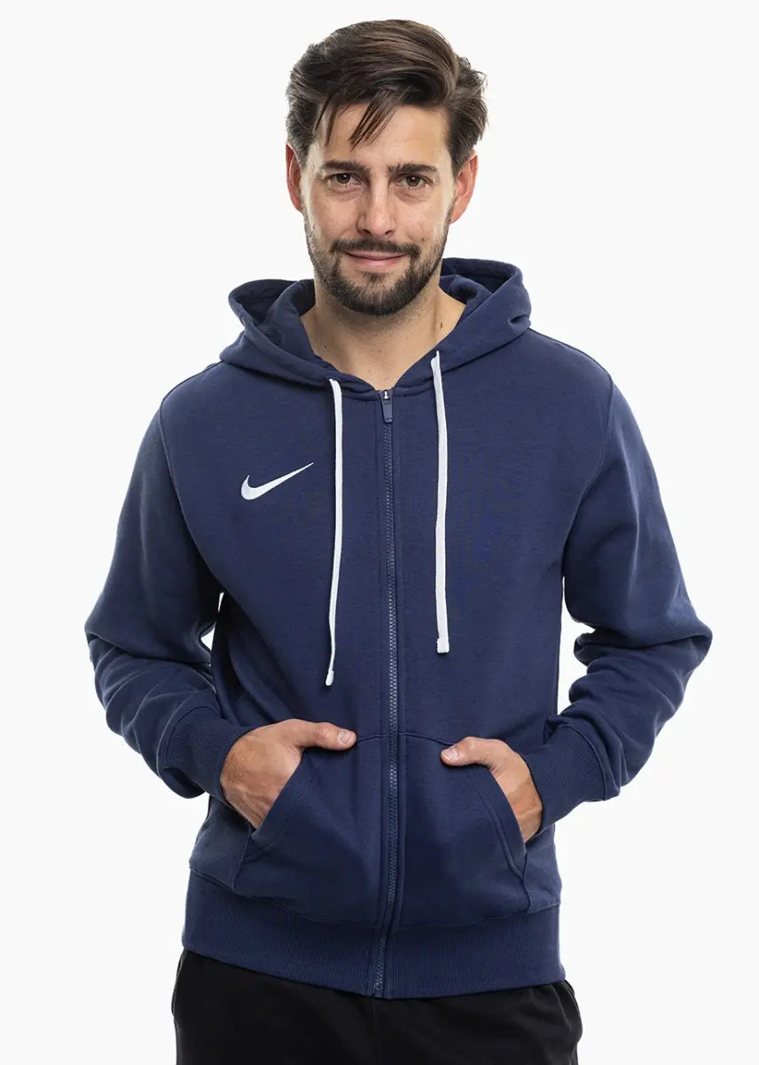 Felpa Park 26 Fleece con Cappuccio e Zip Intera - Blu Navy