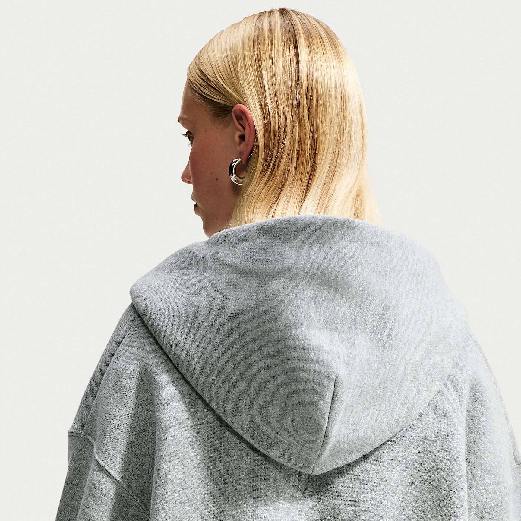 Felpa Studio Fleece Corta Oversize con Zip Intera - Grigio