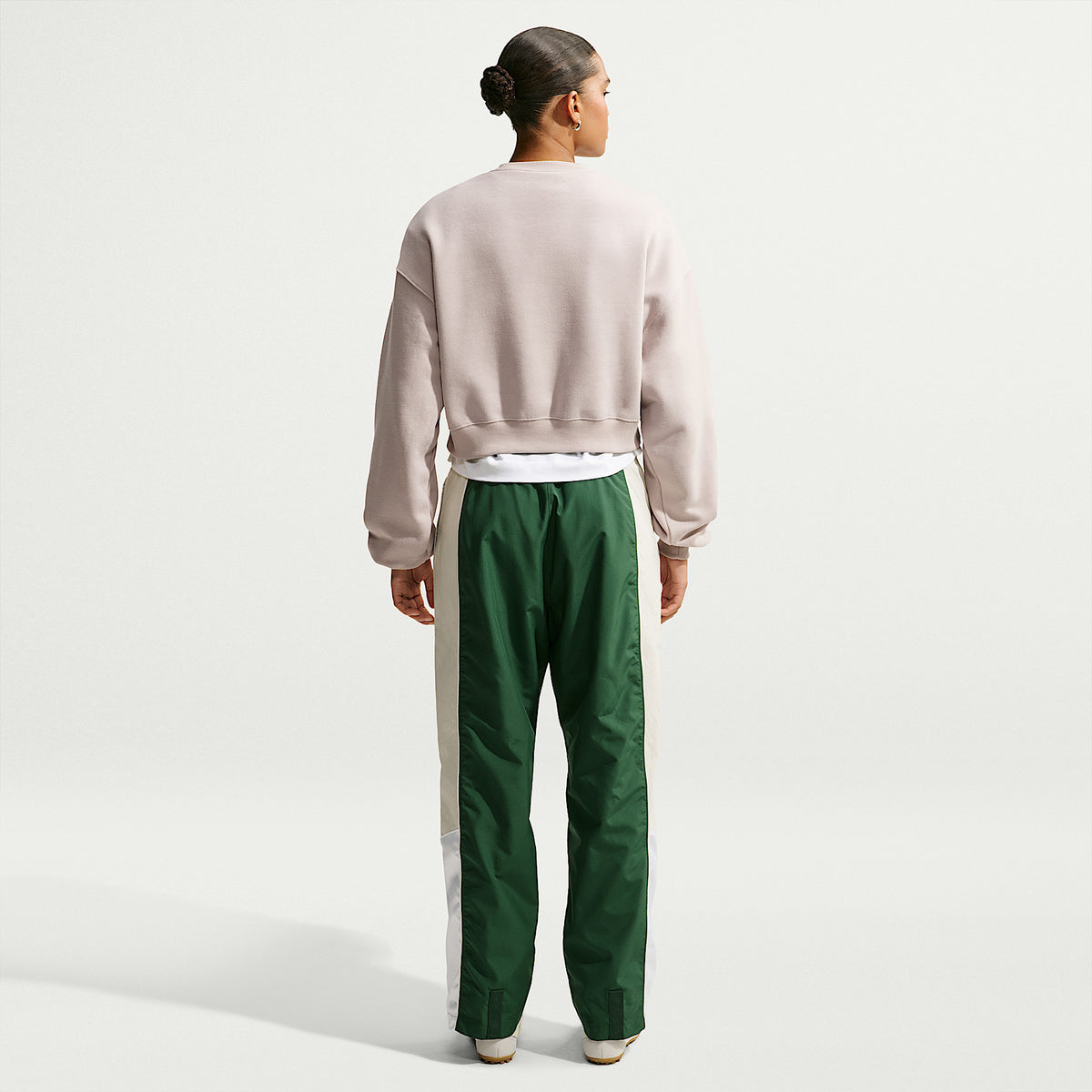 Felpa Studio Fleece Girocollo Corta Oversize - Beige