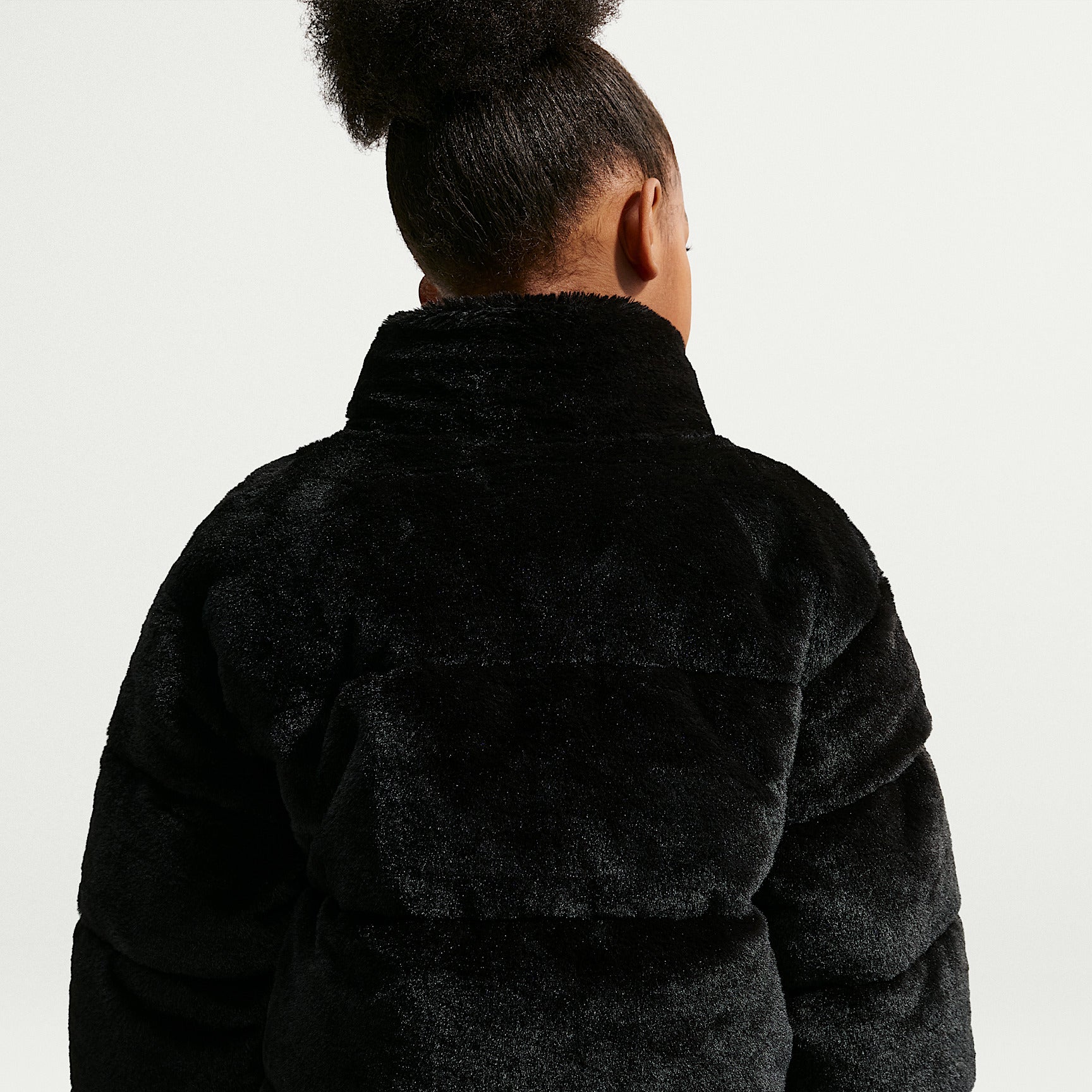 Giacca Trapuntata in Pelliccia Sintetica - Nero