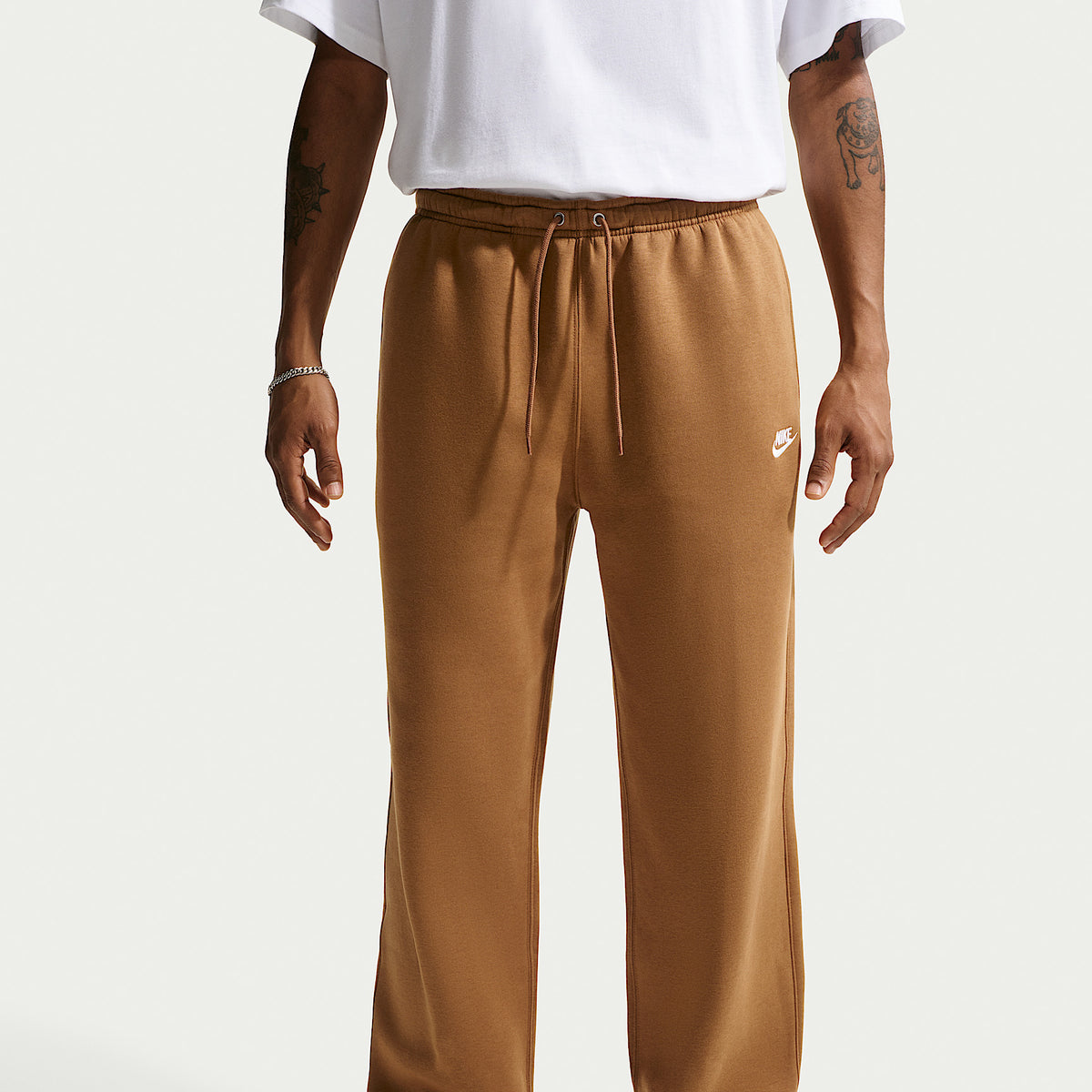 Pantaloni Club in Fleece con Orlo Aperto - Marrone