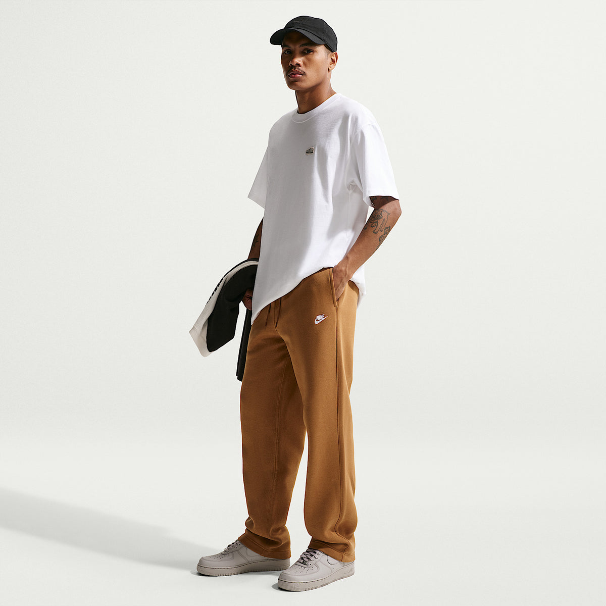 Pantaloni Club in Fleece con Orlo Aperto - Marrone