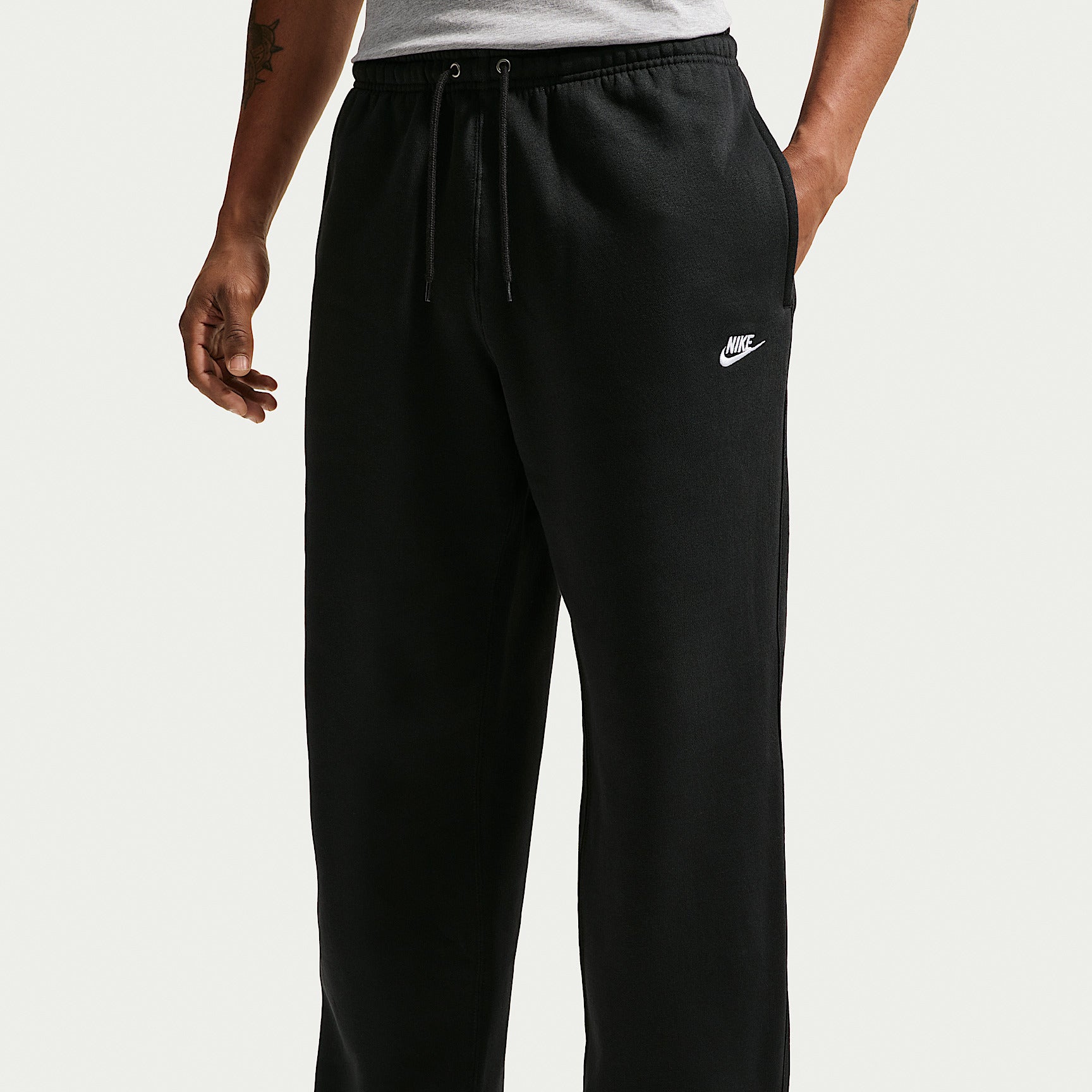 Pantaloni Club in Fleece con Orlo Aperto - Nero