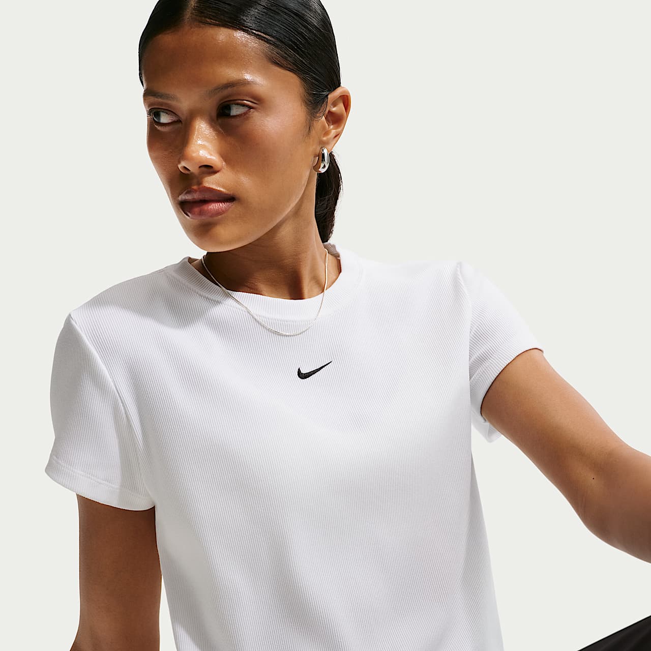 Nike T-Shirt Sportswear Tight Ribbed Bianco