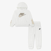 Tuta Girls con Cappuccio Floral - Bianco