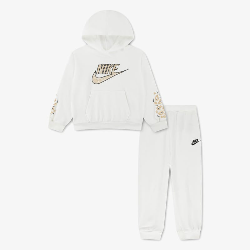 Tuta Girls con Cappuccio Floral - Bianco
