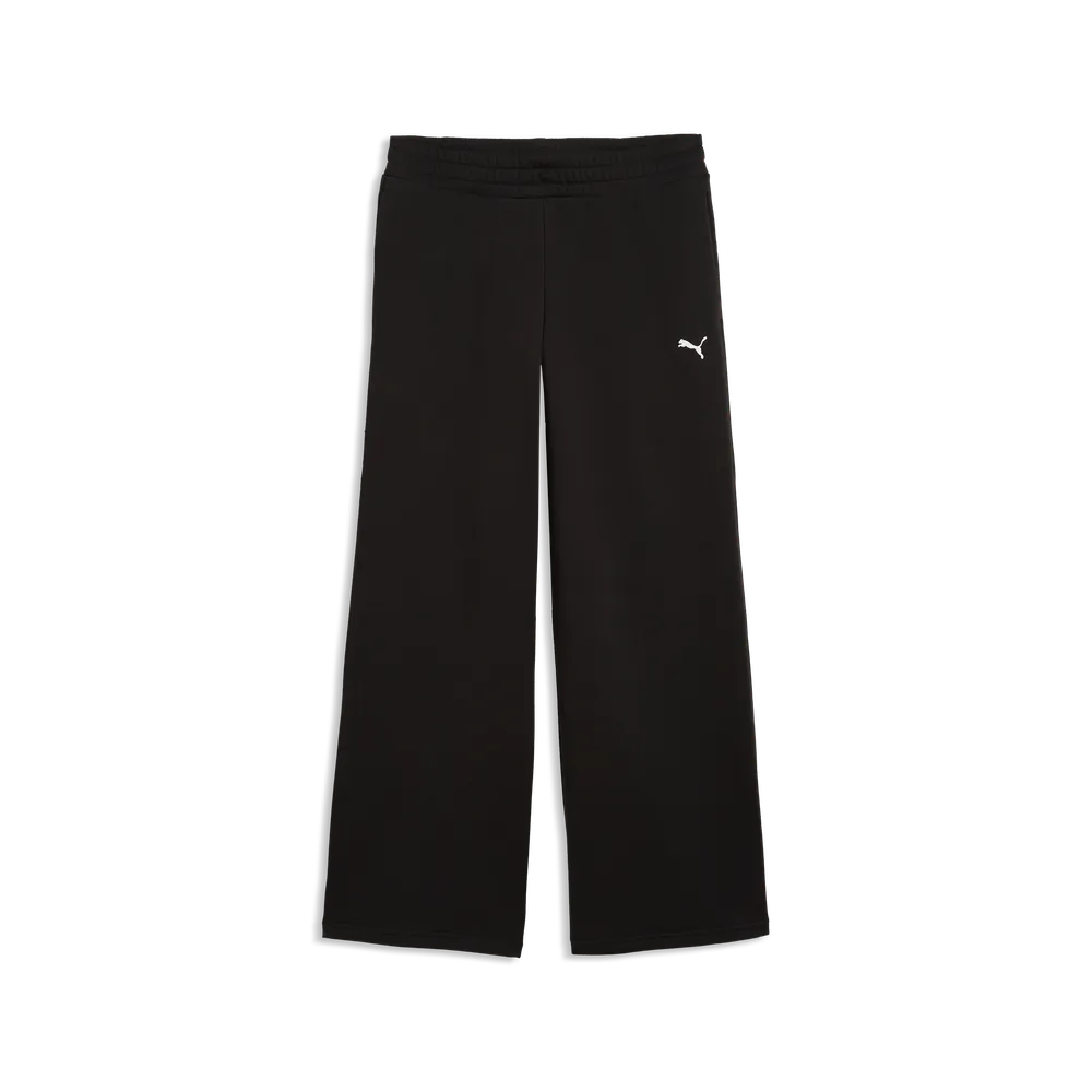 Pantaloni a gamba larga in pile Essentials Cat da donna - Nero