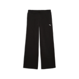 Pantaloni a gamba larga in pile Essentials Cat da donna - Nero