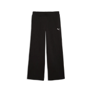 Pantaloni a gamba larga in pile Essentials Cat da donna - Nero