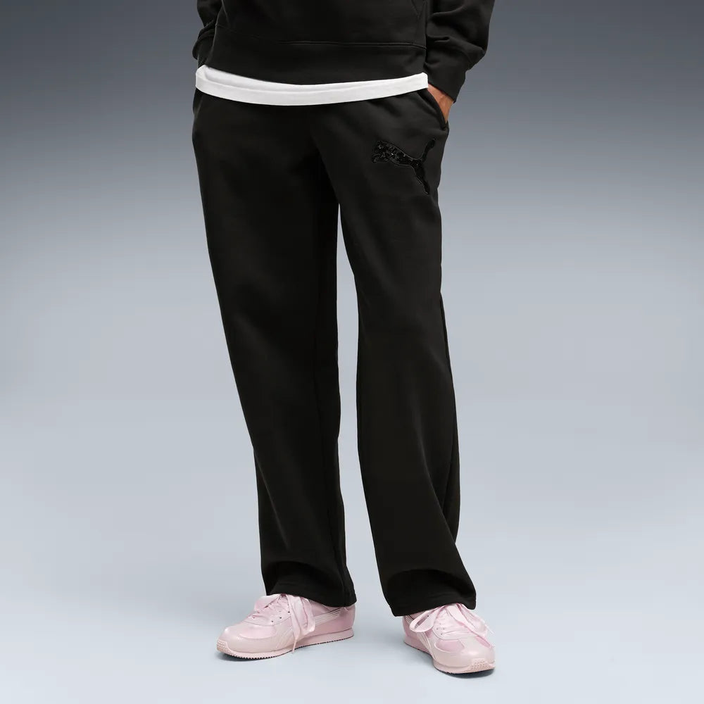 Pantaloni Essentials Sequins in morbido pile da donna - Nero