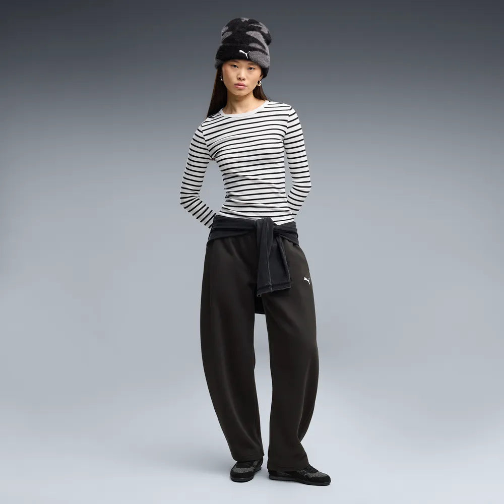 Pantaloni Essentials Relaxed Barrel Leg Pants Fleece - Nero