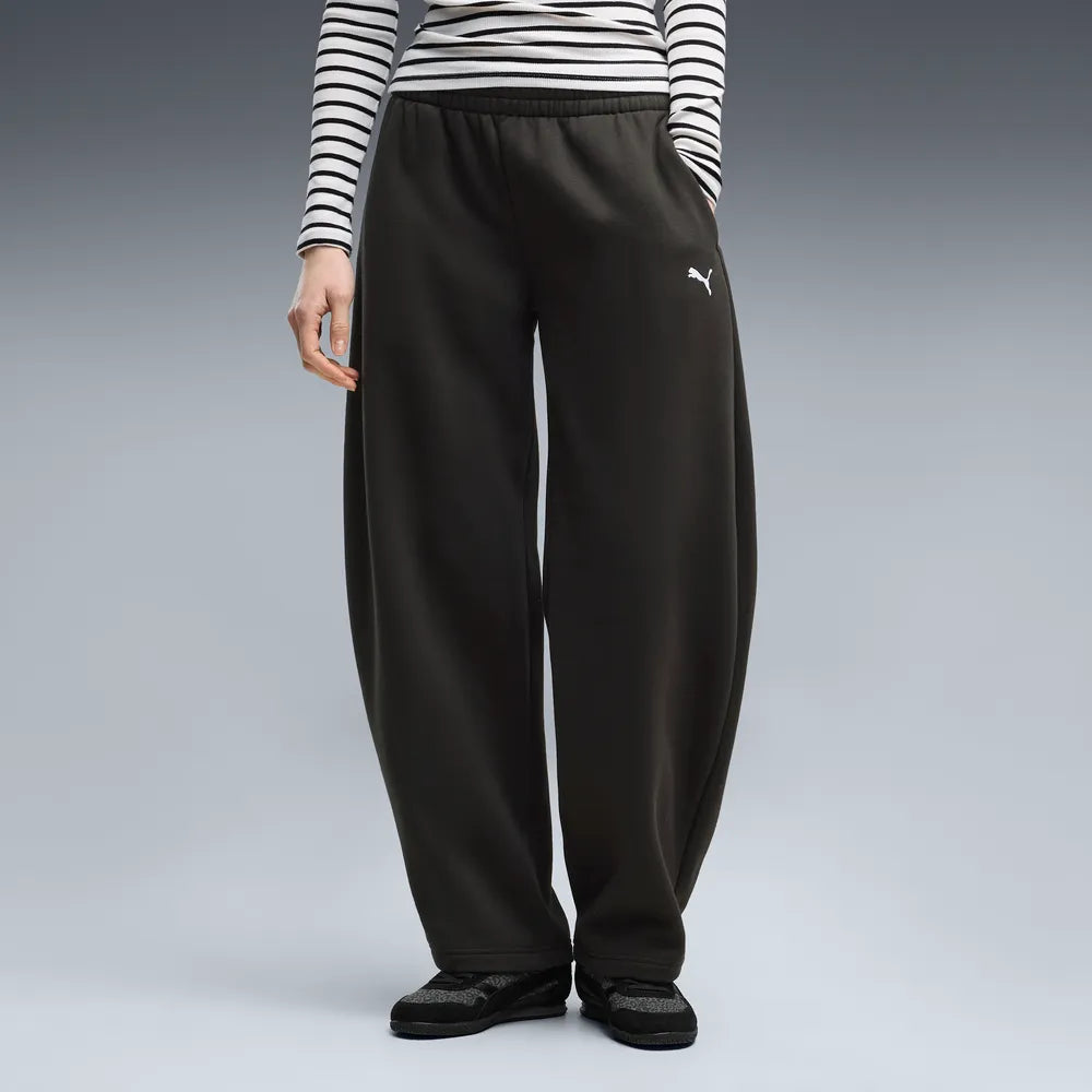 Pantaloni Essentials Relaxed Barrel Leg Pants Fleece - Nero