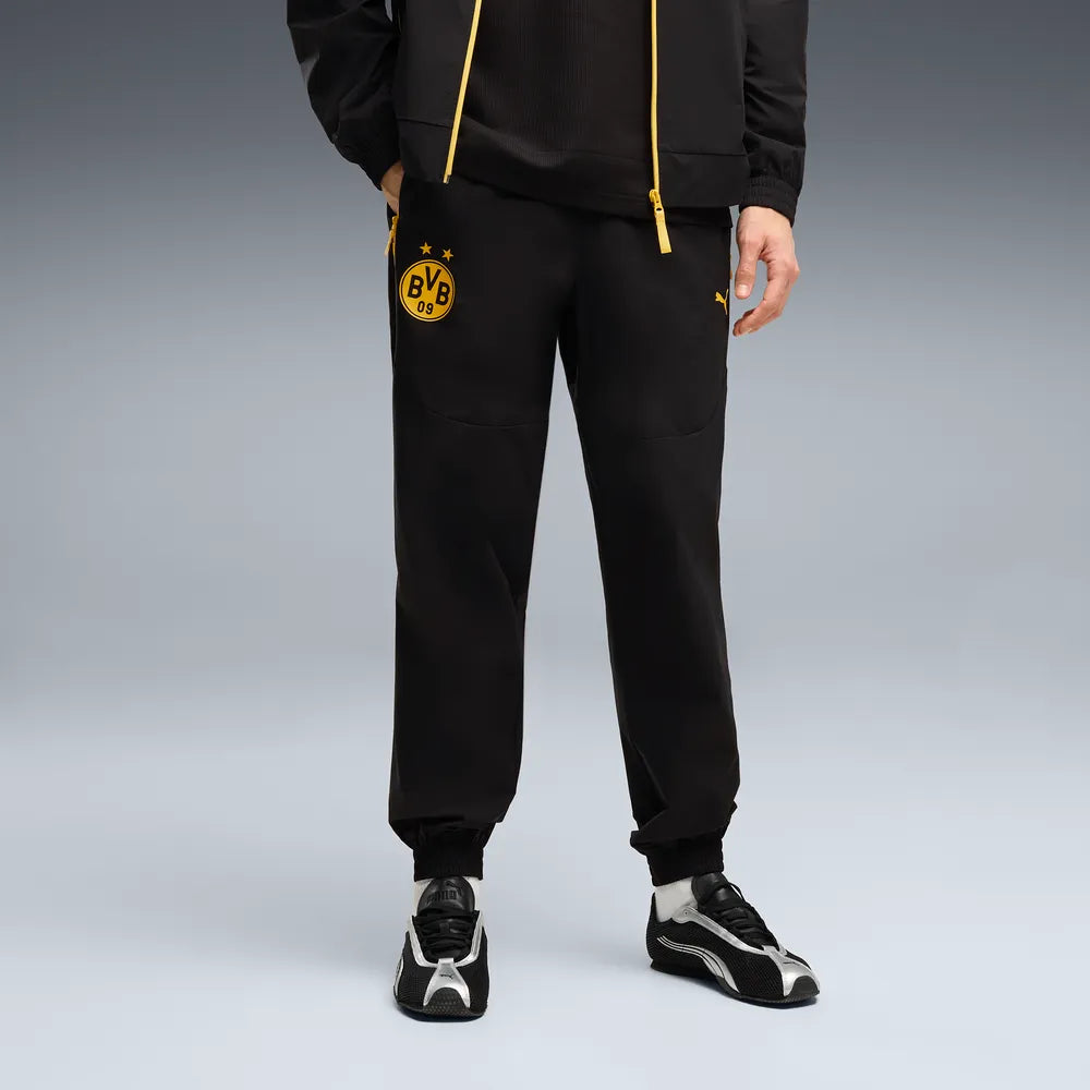 Pantaloni in tessuto Borussia Dortmund PUMATECH da uomo - Nero