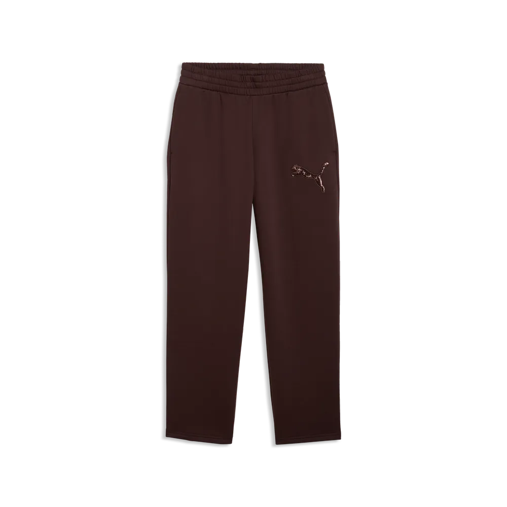 Pantaloni Essentials Sequins in morbido pile da donna - Marrone Cioccolato