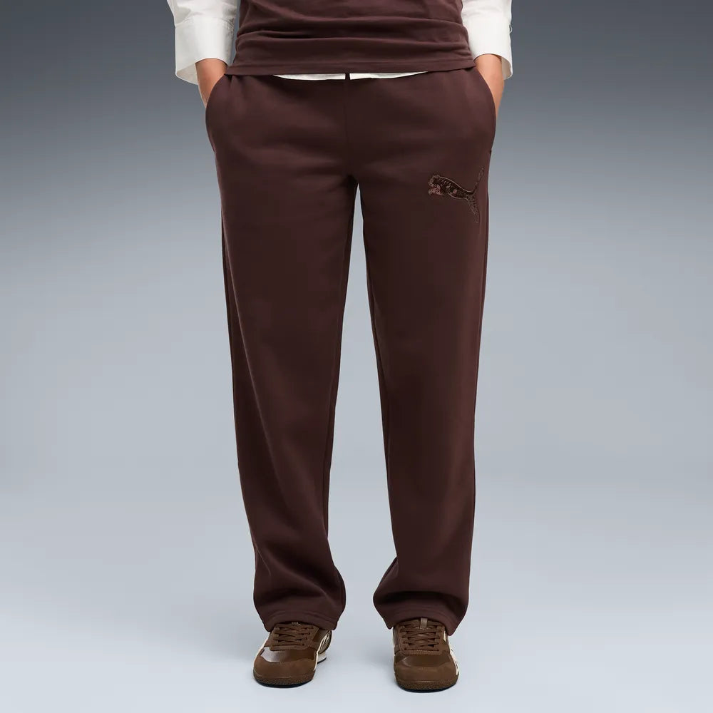 Pantaloni Essentials Sequins in morbido pile da donna - Marrone Cioccolato