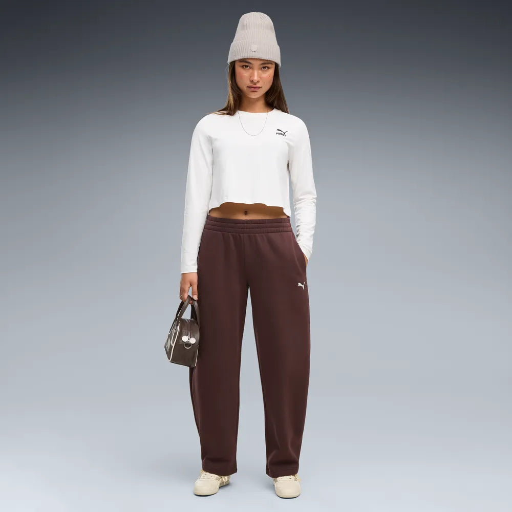 Pantaloni Essentials Relaxed Barrel Leg Pants Fleece - Marrone Cioccolato