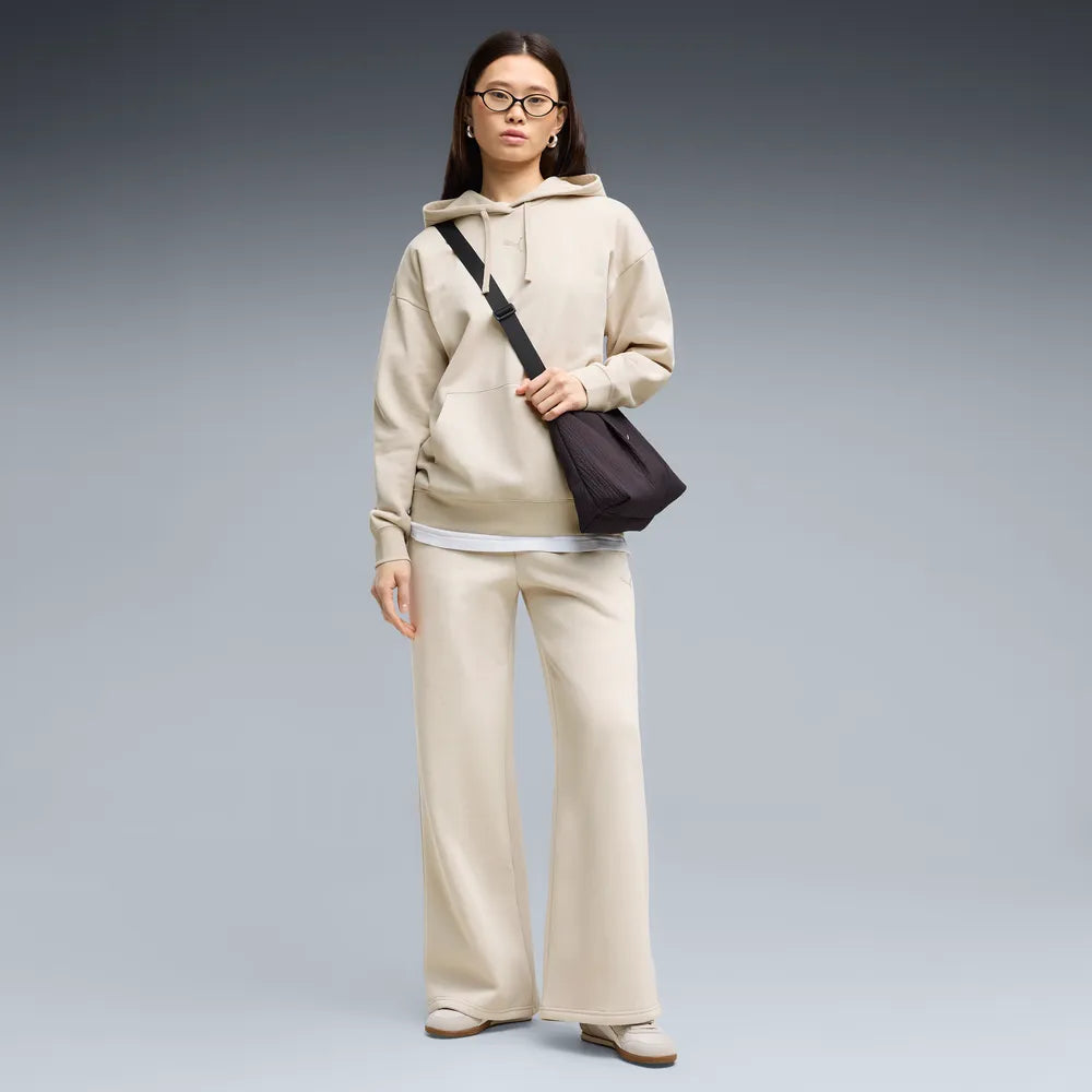 Pantaloni a gamba larga in pile Essentials Cat da donna - Grigio Nebbia