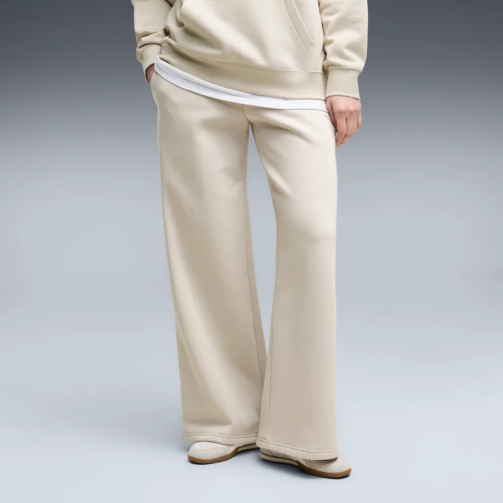 Pantaloni a gamba larga in pile Essentials Cat da donna - Grigio Nebbia