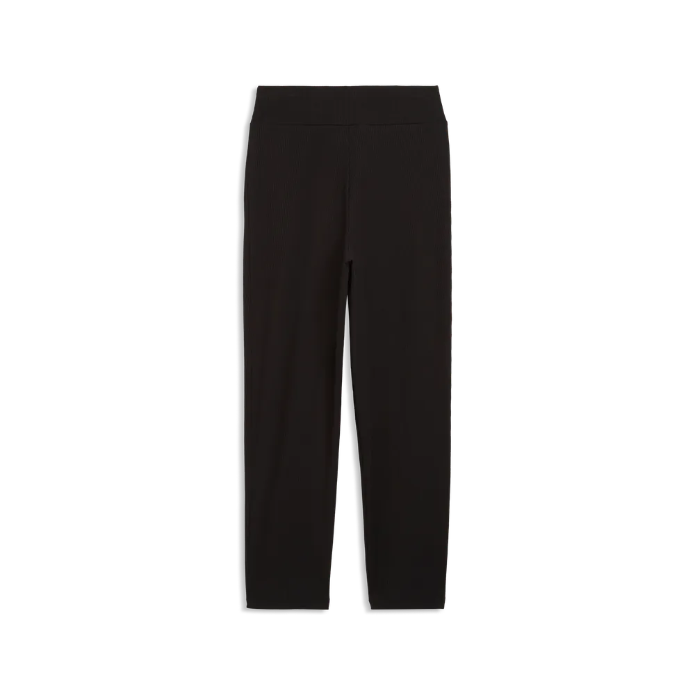 ESS Elevated High Waist Straight Leg Rib Pants G - Nero