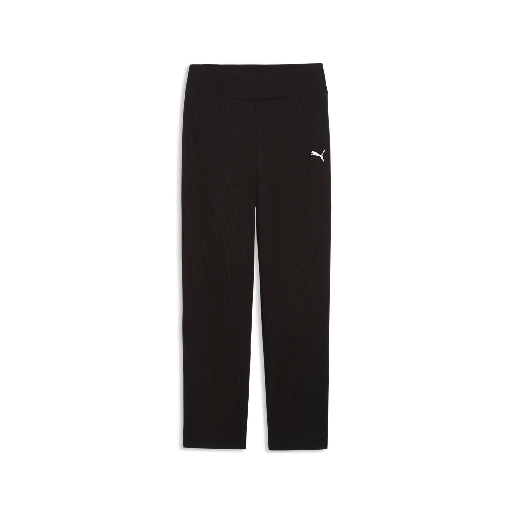 ESS Elevated High Waist Straight Leg Rib Pants G - Nero