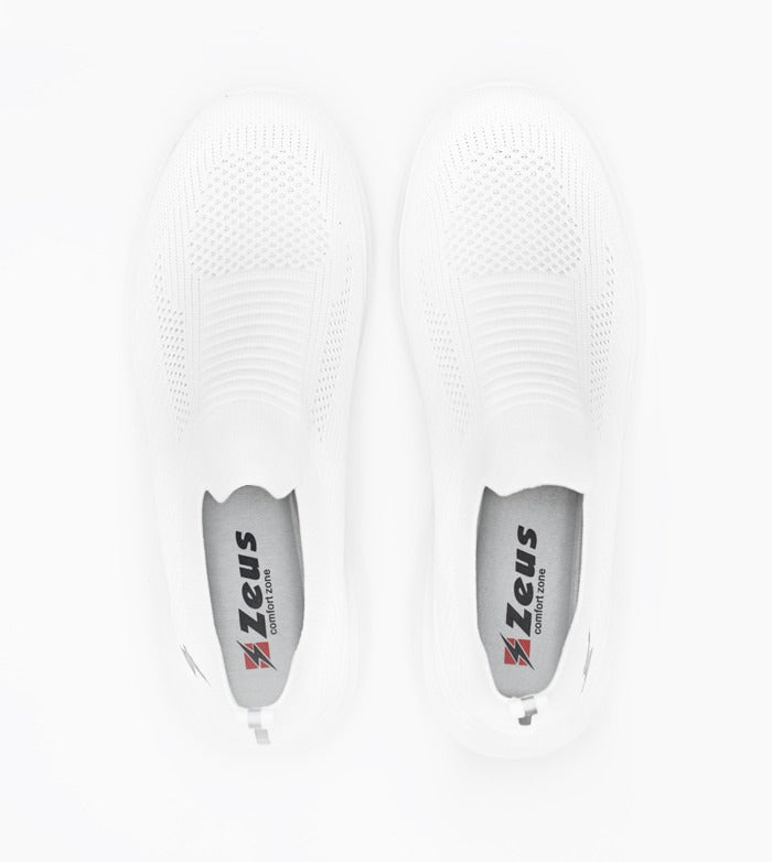 Zeus Scarpe Slip-On in Maglia - Bianco