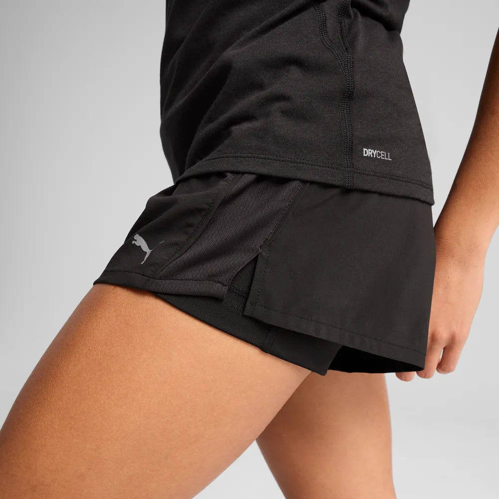 Shorts da running 2 in 1 VELOCITY 3" da donna - Nero