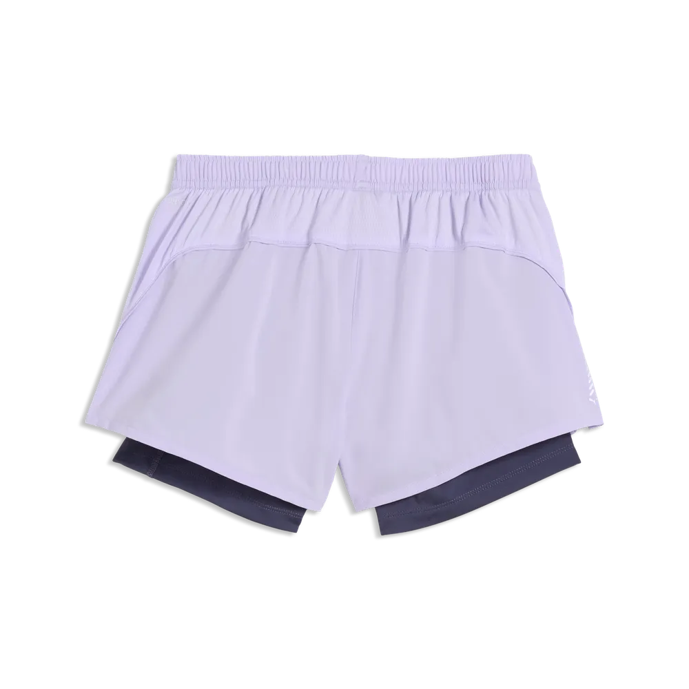 Shorts da running 2 in 1 VELOCITY 3" da donna - Lavanda Chiaro