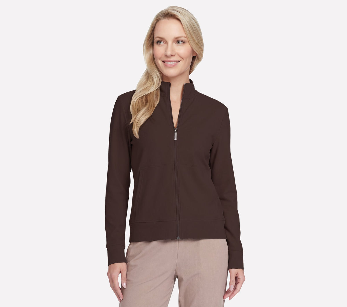 Skechers GO Luxe Rib Everyday Full Zip Jacket Marrone