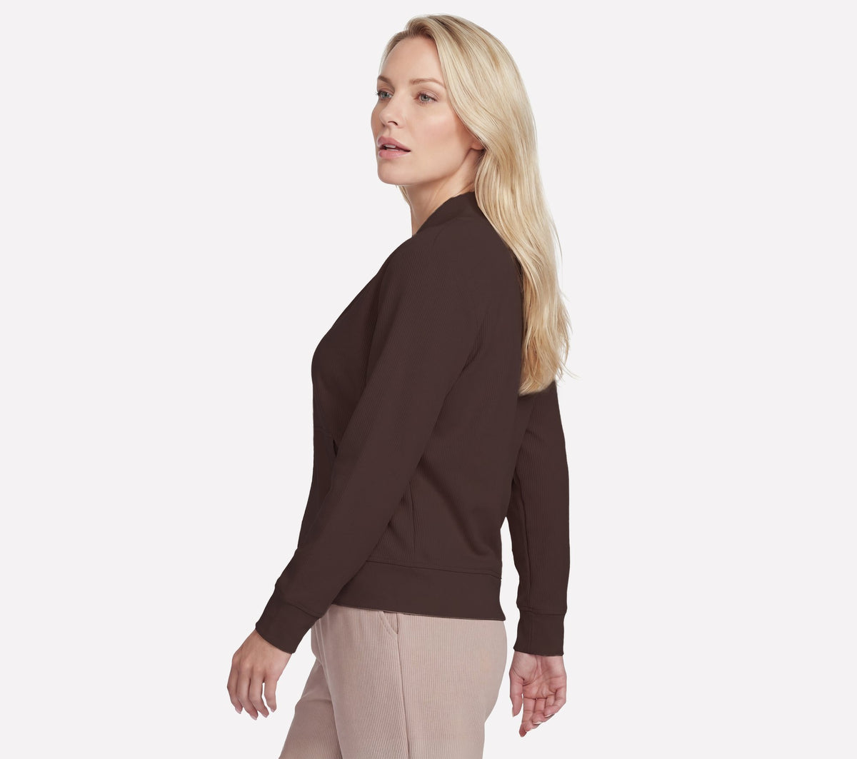 Skechers GO Luxe Rib Everyday Full Zip Jacket Marrone