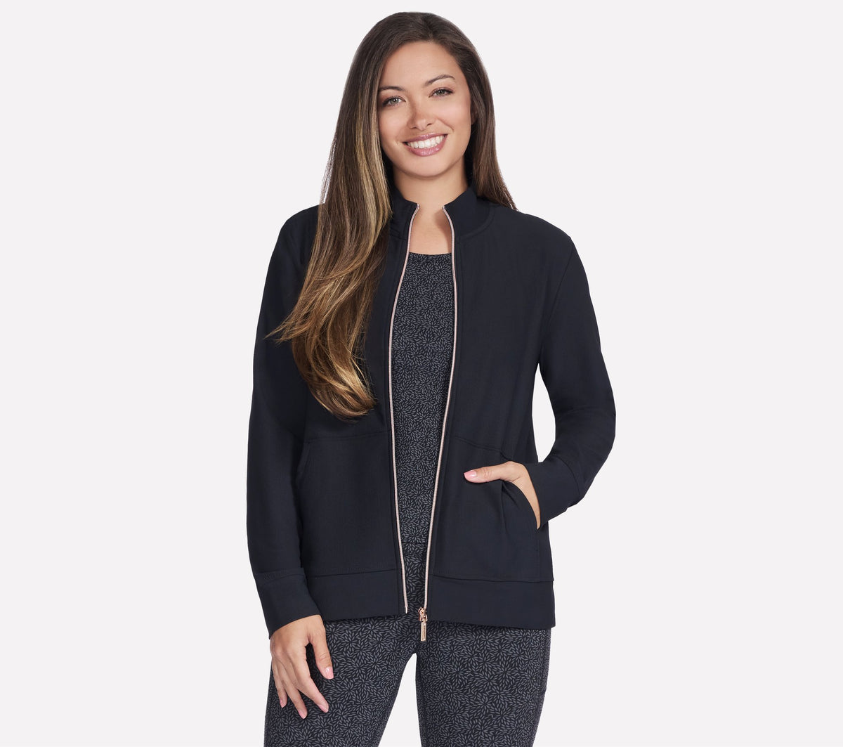 Skechers GO LUXE Rib Full Zip Jacket Nero