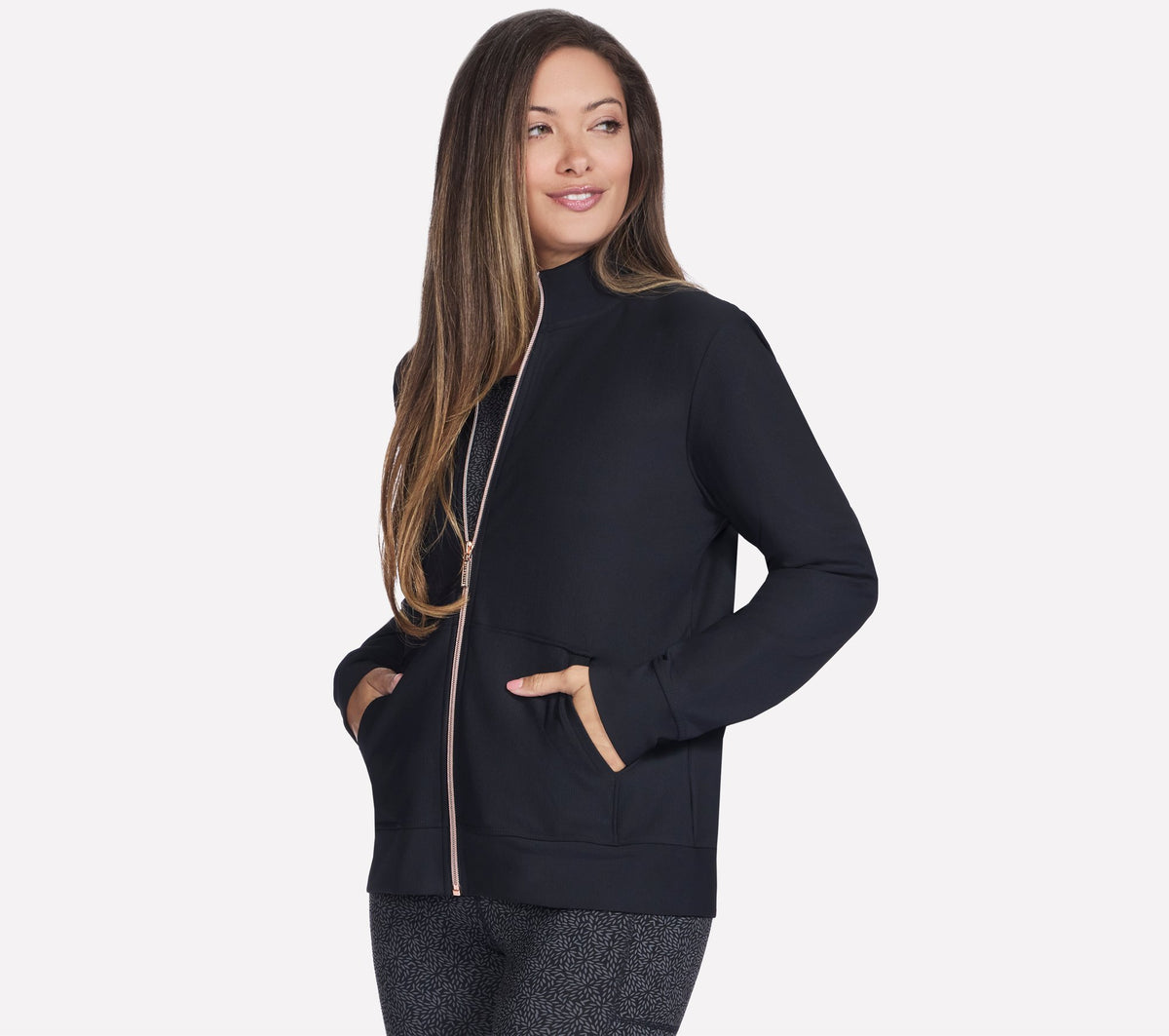 Skechers GO LUXE Rib Full Zip Jacket Nero