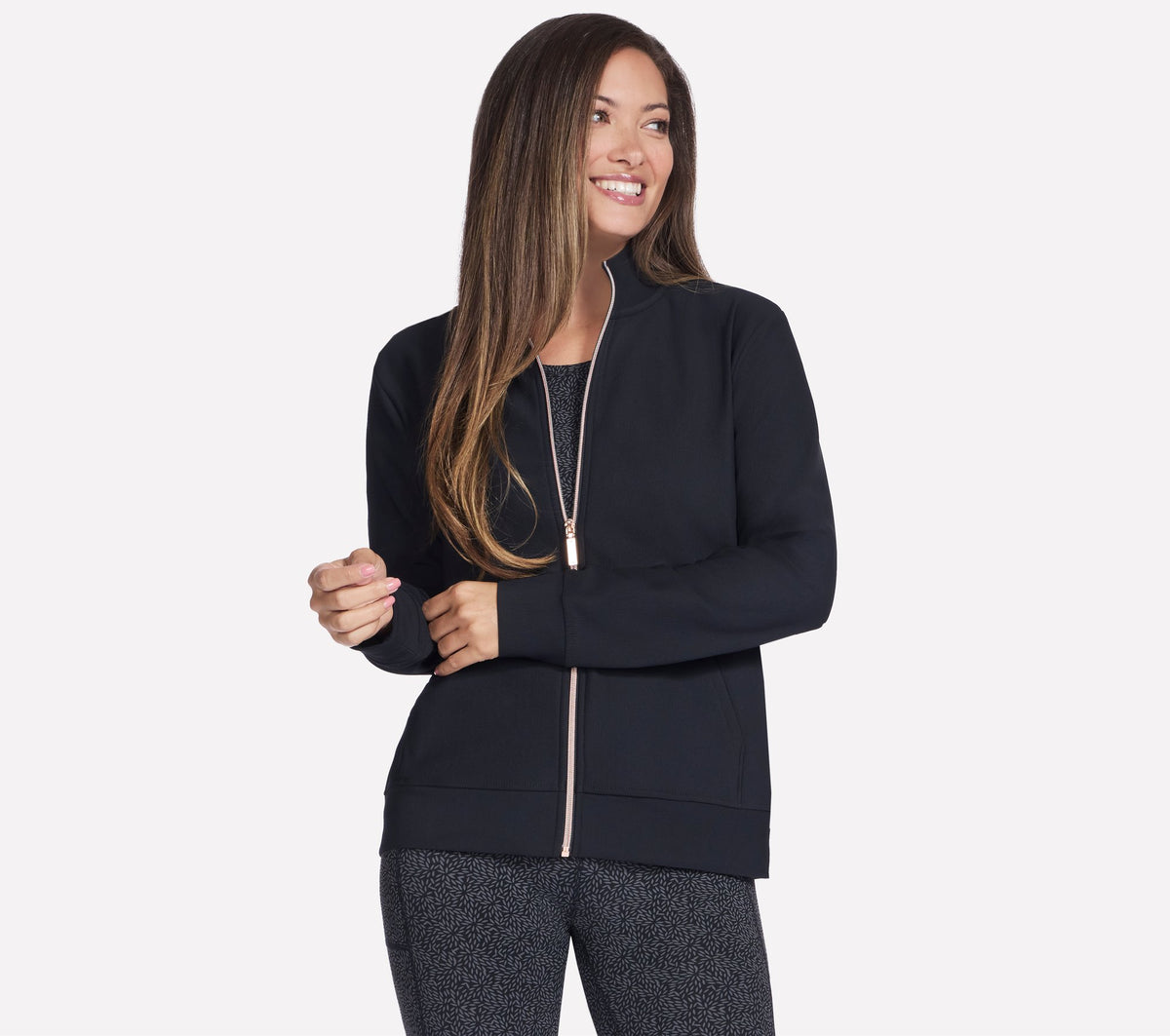 Skechers GO LUXE Rib Full Zip Jacket Nero