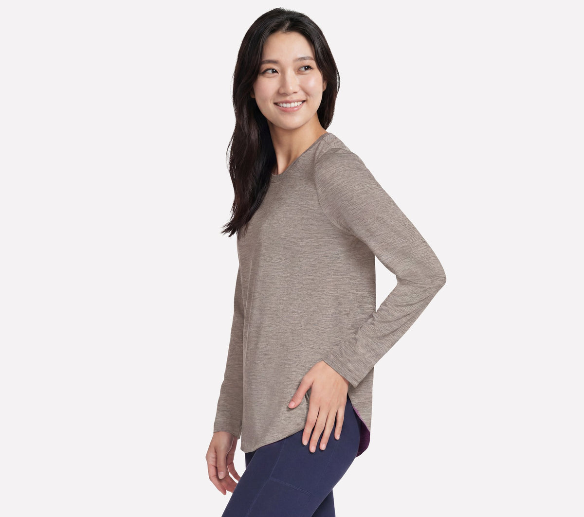 Skechers GO Dri Swift Long Sleeve Tunic Crew Marrone
