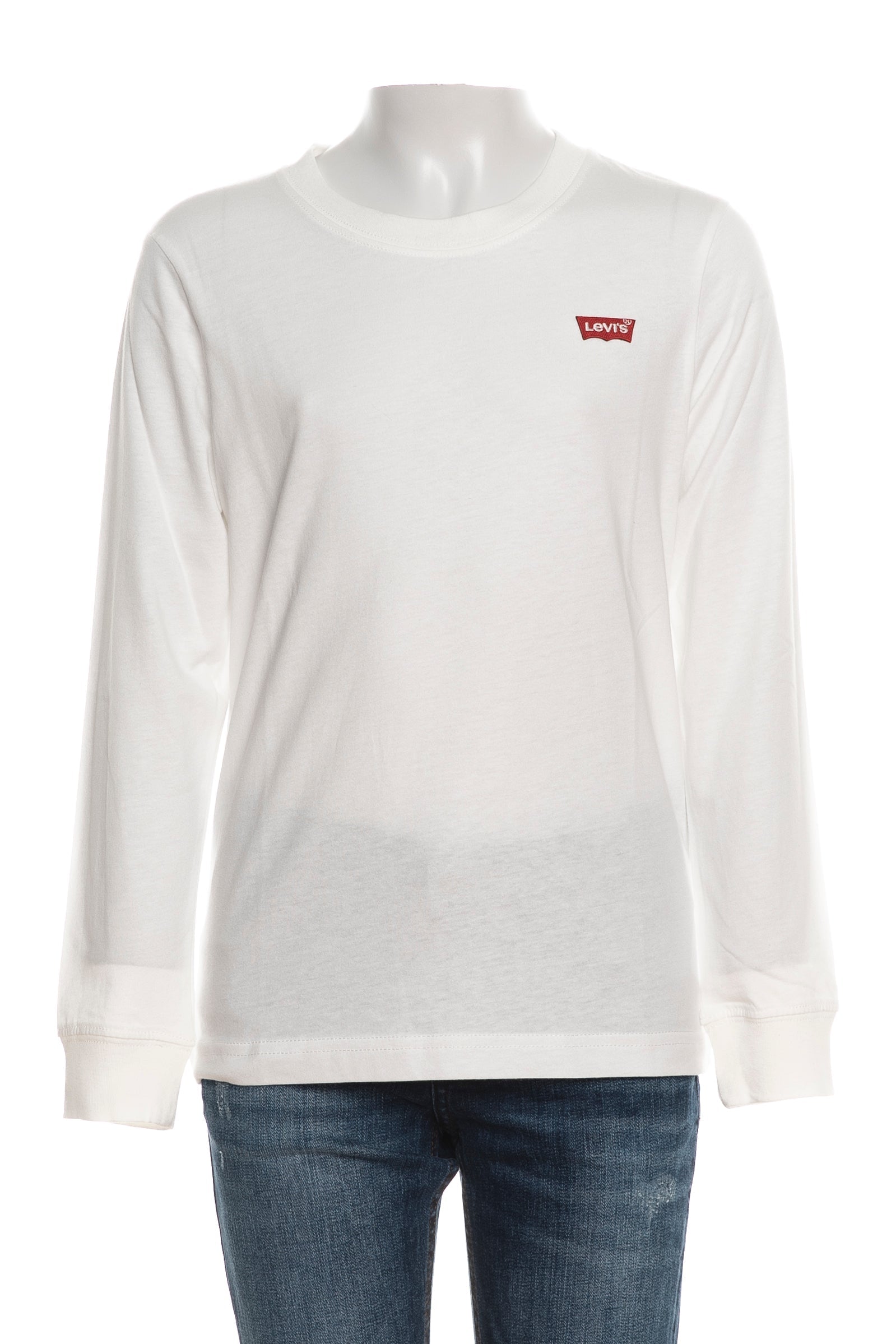 T-Shirt Manica Lunga Logo Petto Bambino - Bianco