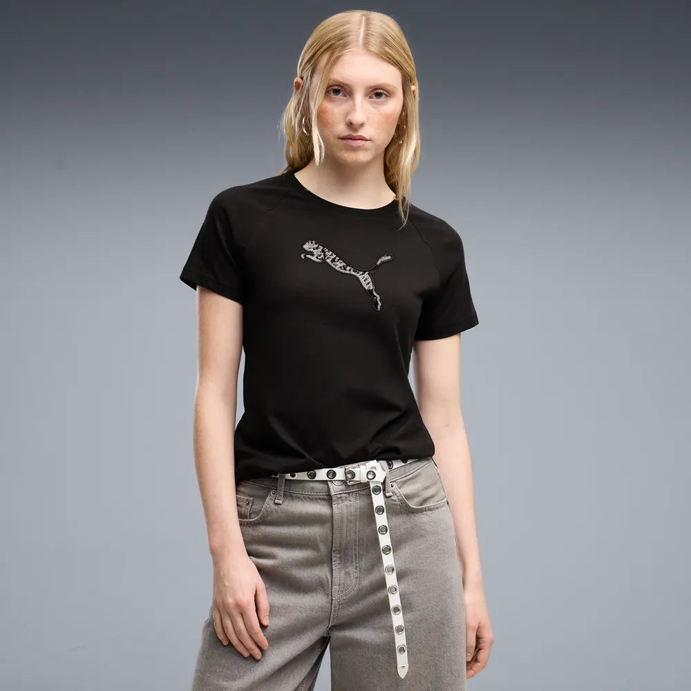 T-shirt Essentials Sequins da donna - Nero