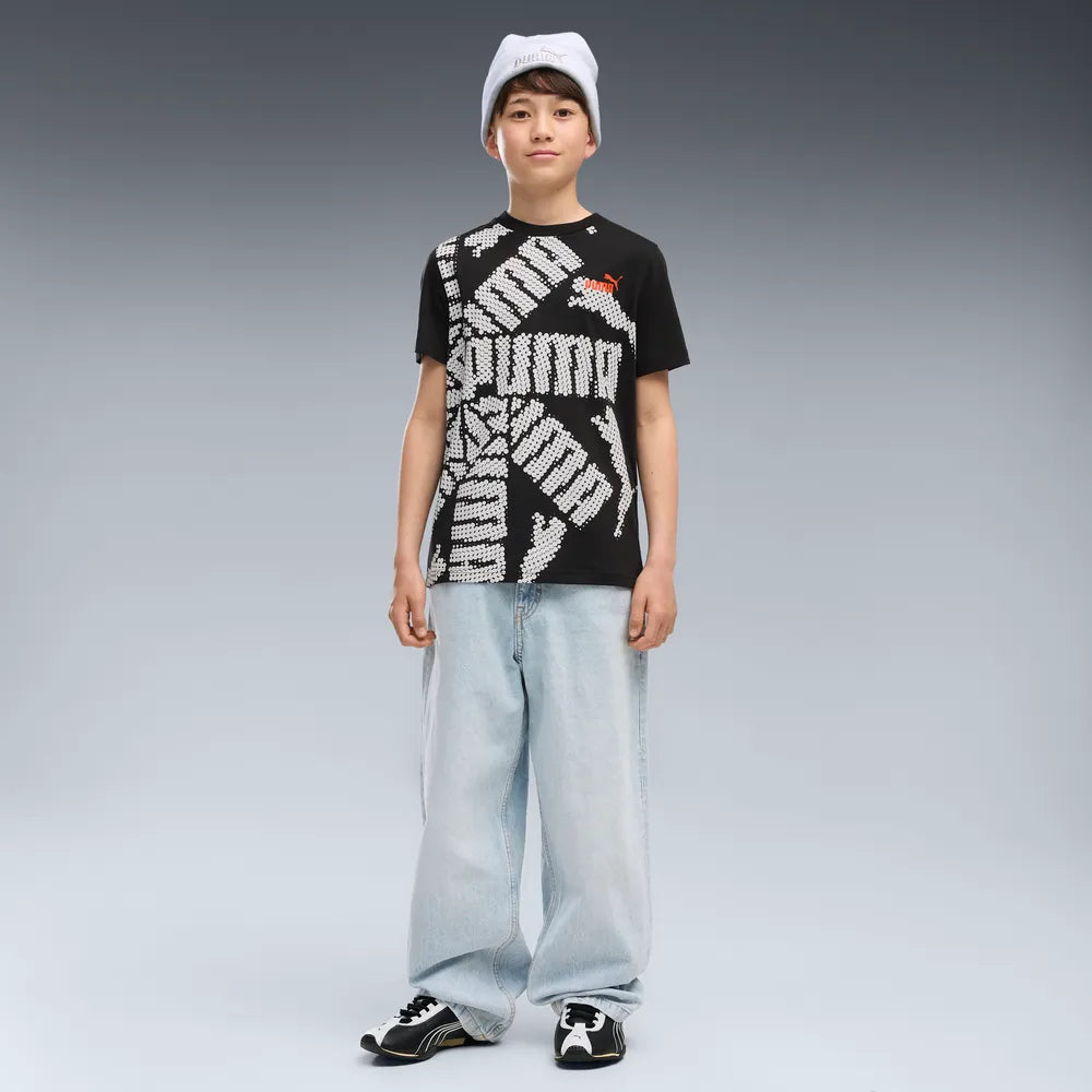 T-shirt con logo Essentials+ Lab per ragazzi - Nero