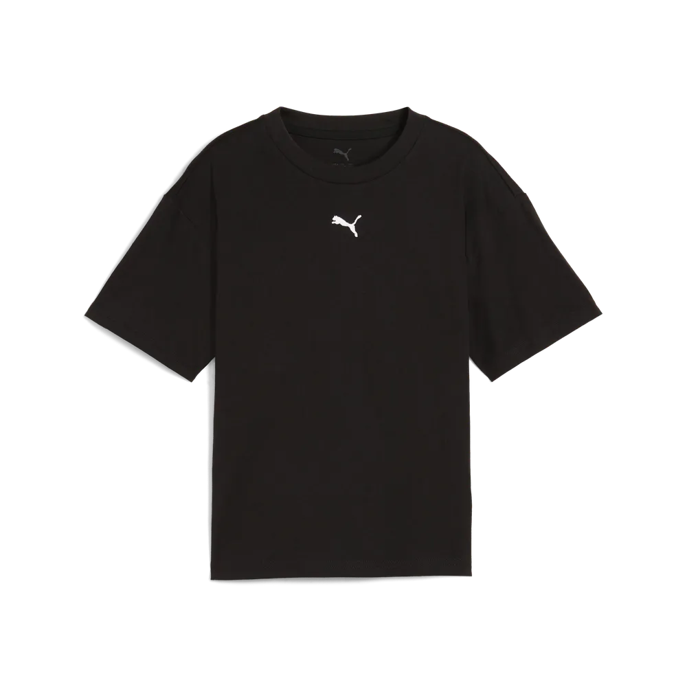 T-shirt boxy Essentials per ragazzi - Nero