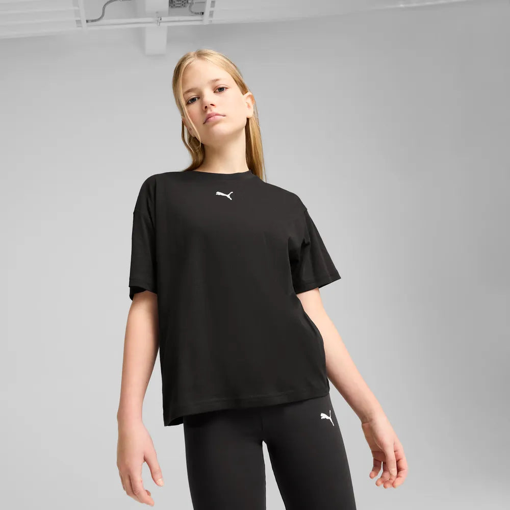 T-shirt boxy Essentials per ragazzi - Nero