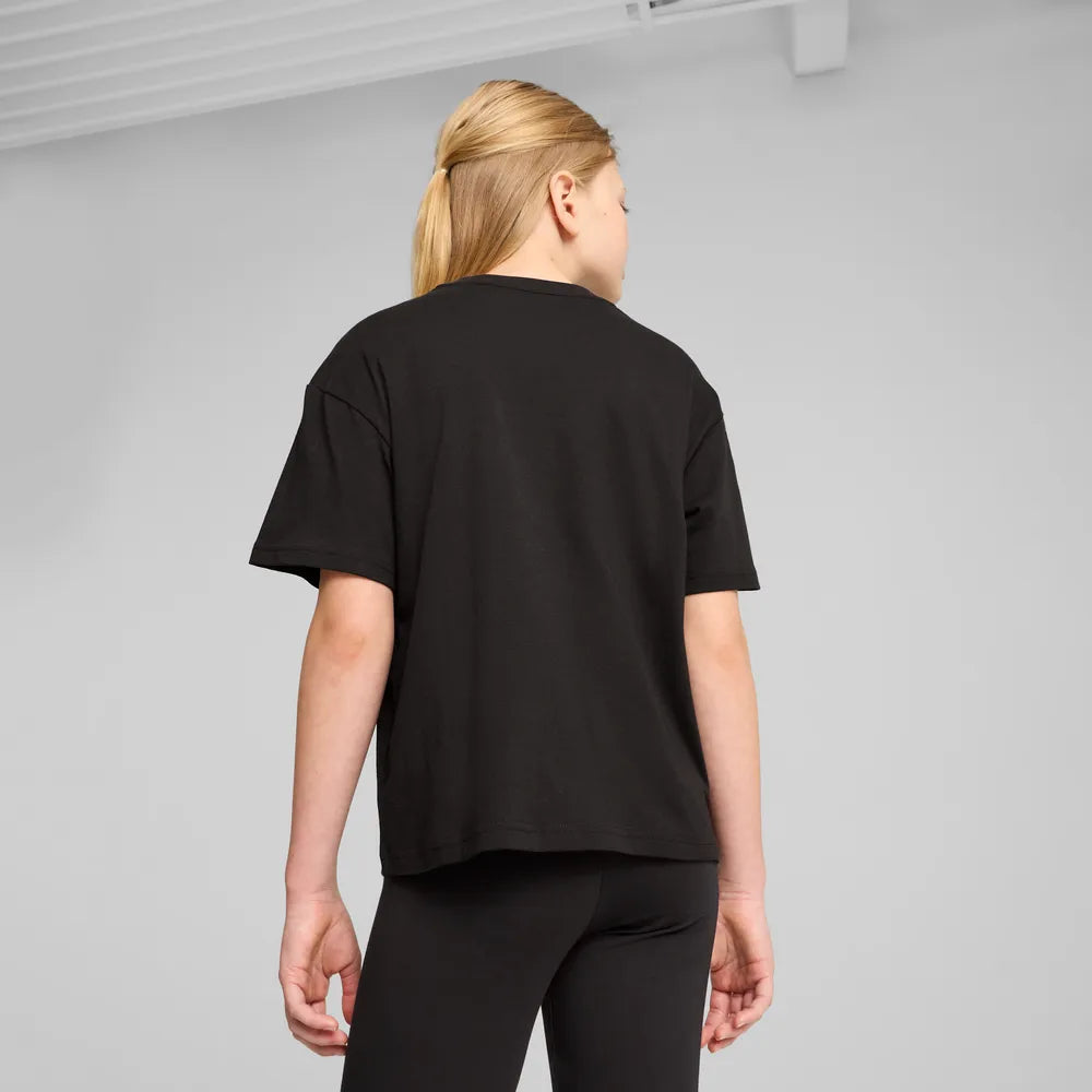 T-shirt boxy Essentials per ragazzi - Nero