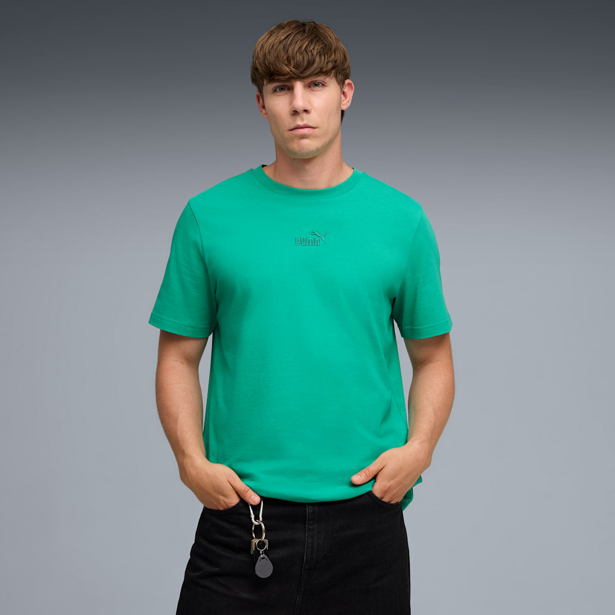 Puma ESS Small No.1 Logo Centered Tee - Vibrant Green